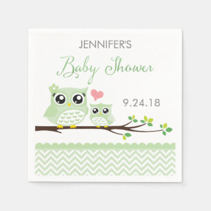 Babydusche Napkins   Zickzack grün Serviette