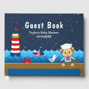Babydusche Nautic Boy Monkey Red and Navy Gästebuch