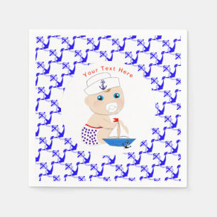 Babydusche Nautical Boys Niedlich Sailor Blue Serviette