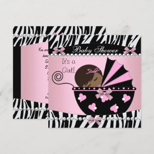 Babydusche Niedlich Baby Girl Pink Zebra Print Einladung
