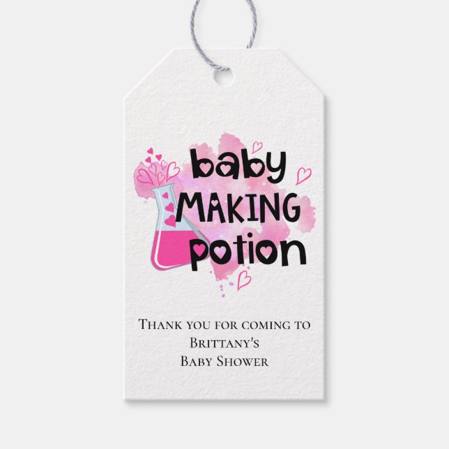 Babydusche Niedlich Baby Maaking Tasse Pink Danke Geschenkanhänger (Vorderseite)