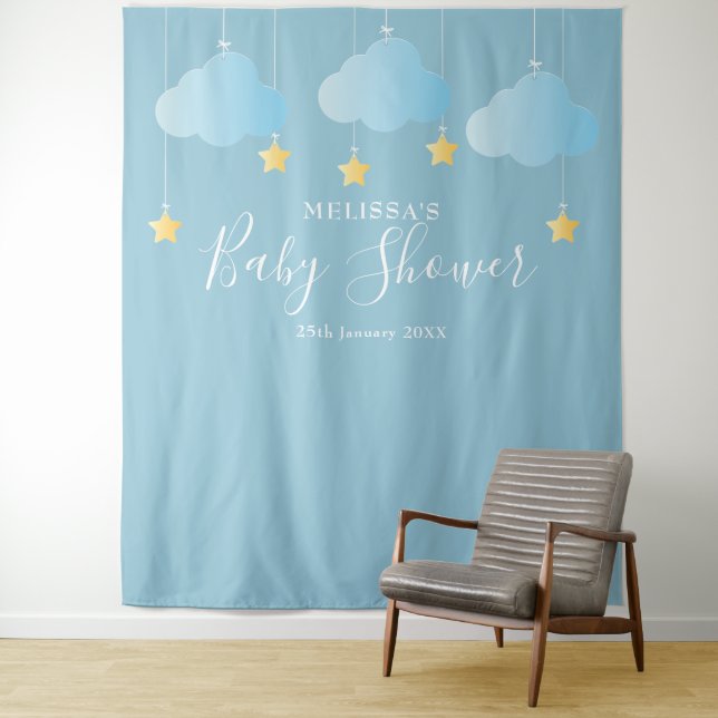 Babydusche Niedlich Blue Foto Stand Hintergrund Wandteppich (Beispiel)