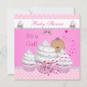 Babydusche Niedlich Girl Pink Cupcake Sprinkle Einladung
