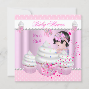 Babydusche Niedlich Girl Pink Cupcake Sprinkle Einladung