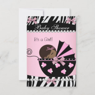 Babydusche Niedlich Girl Pink Zebra Einladung
