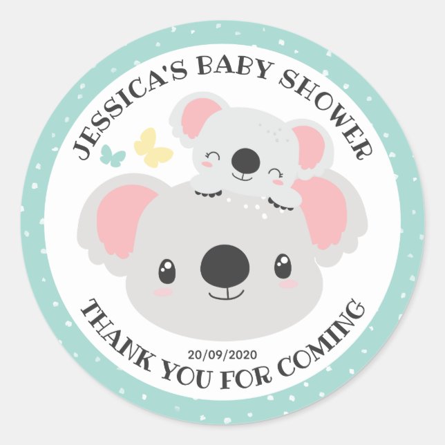 Babydusche niedlich Mama und Baby Koala Top Koalit Runder Aufkleber (Vorderseite)
