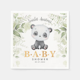 Babydusche Niedlich Panda Eucalipt Greenery Serviette