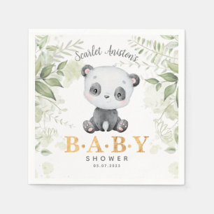 Babydusche Niedlich Panda Eucalipt Greenery Serviette