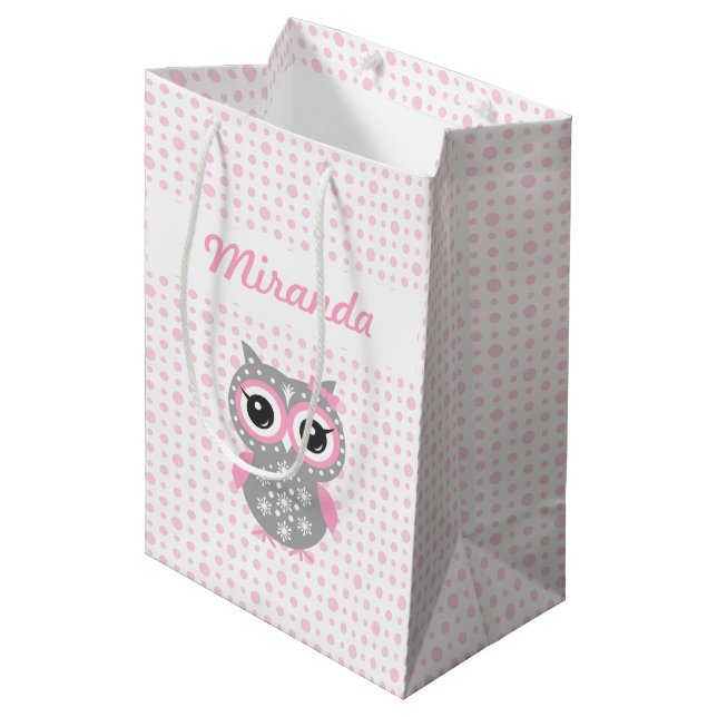 Babydusche Niedlich rosa Eukalyptasche Mittlere Geschenktüte (Vorderseite Schrägansicht)