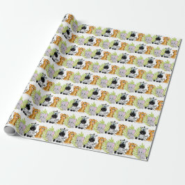 Babydusche Niedlich Safari Jungle Animals Geschenkpapier