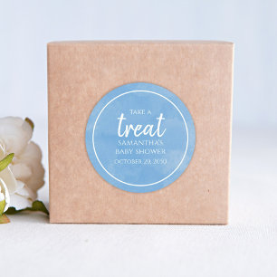 Babydusche Niedlich Watercolor Blue Whimsical Leck Runder Aufkleber