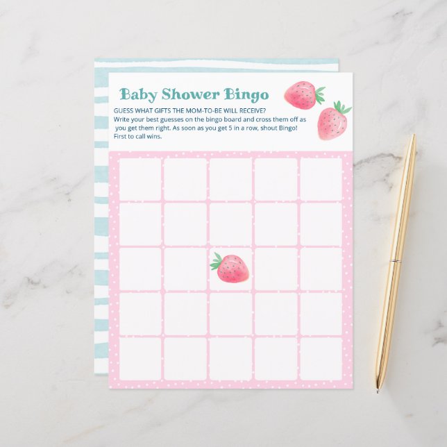 Babydusche niedliche Erdbeeren. (Vorderseite/Rückseite Beispiel)