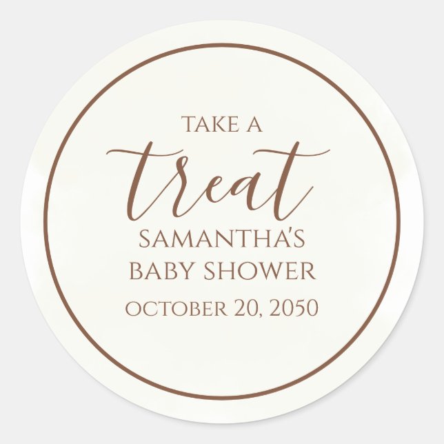 Babydusche Niedliche Kalligrafie Script Cream Leck Runder Aufkleber (Vorderseite)