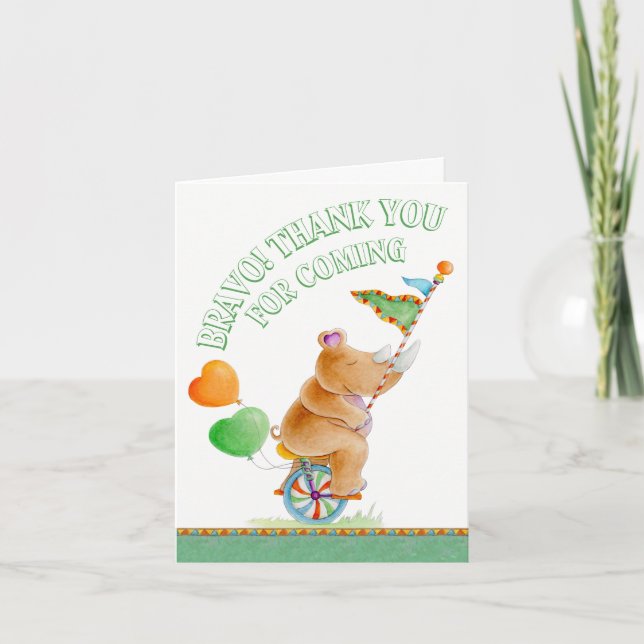 Babydusche niedliche Nashorn Aquarell Dankeschön K Dankeskarte (Vorderseite)