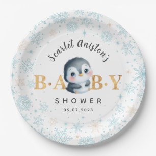 Babydusche Niedliche Pinguin Papier Teller