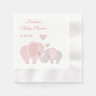 Babydusche, Niedliche rosa Elefanten Serviette