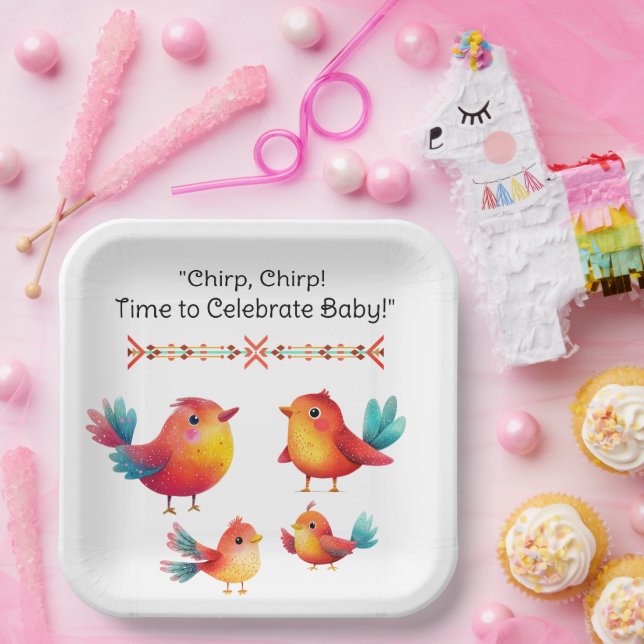 Babydusche Niedliche Wasserfarbe Pappteller (Party)