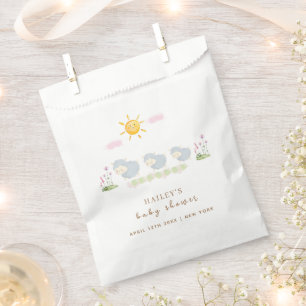 Babydusche niedlicher Schafe im Blumengarten Geschenktütchen