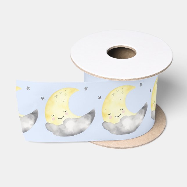 Babydusche, niedlicher Wasserfarbenschlafmond Satinband (Spule)