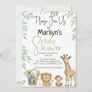Babydusche Niedlicher Wildtiere Einladung