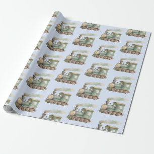 Babydusche niedlicher Zug, Babyspielzeug Geschenkpapier