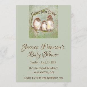 Babydusche oder Babydusche Sweet Little Bird Famil Einladung