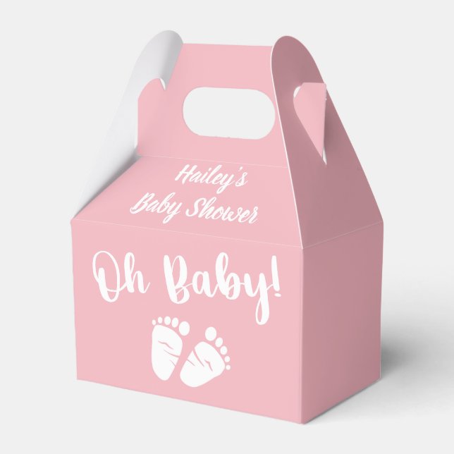 Babydusche Oh Baby Feet Pink Gefallen Box Geschenkschachtel (Vorderseite)