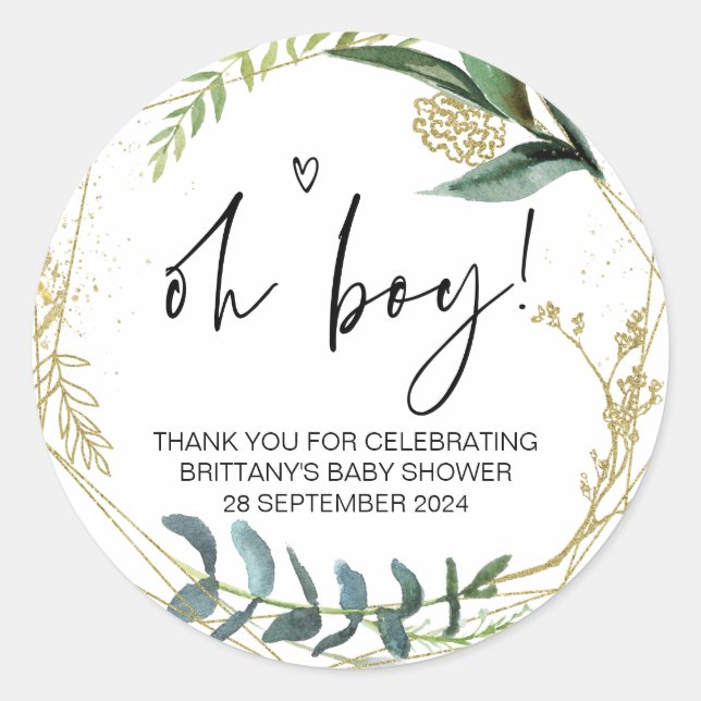 Babydusche Oh Junge Mama zum Gastgeschenk Runder Aufkleber (Vorderseite)