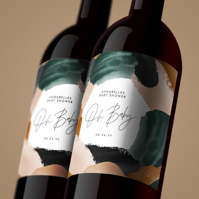 Babydusche Oh Terracotta abstrakt gestrichen Weinetikett (Von Creator hochgeladen)
