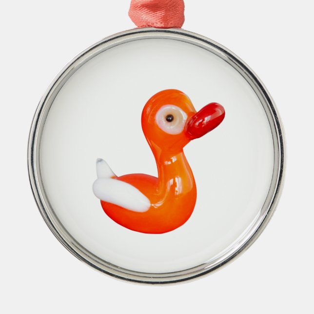 Babydusche Orangenente Ornament Aus Metall (Vorne)