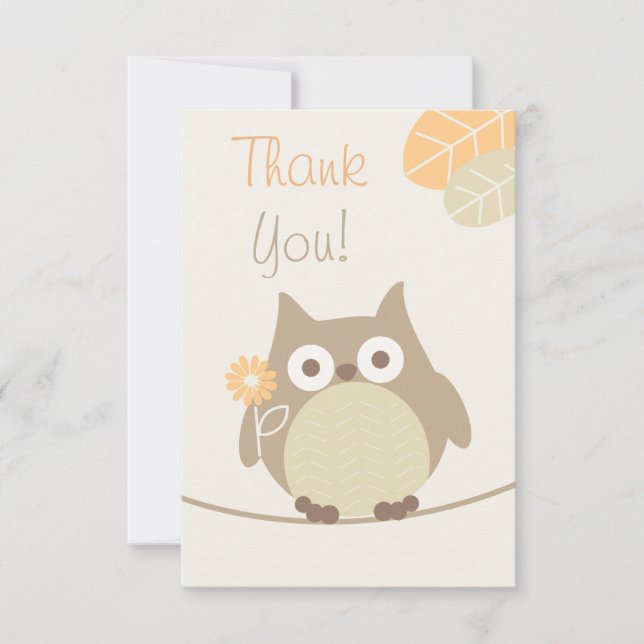 Babydusche Owl Danke für Ihr neutrales Geschlecht Einladung (Vorderseite)