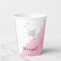 Babydusche Papiertüten "Dolphin Pink" 8 oz.