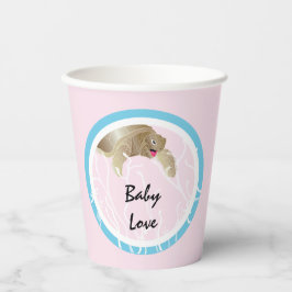 Babydusche Papiertüten "Turtle Pink/Blue" 8 oz. Pappbecher