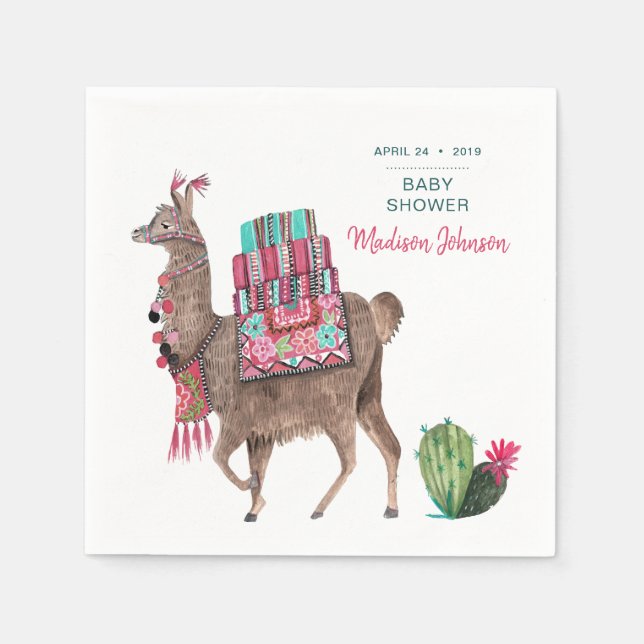 Babydusche Party | Llama | Paper Napkins Serviette (Vorderseite)