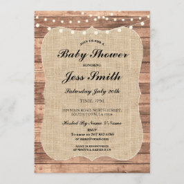 Babydusche Party Rustic Wood Burlap GRILLEN Einlad Einladung