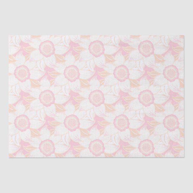 Babydusche Pastellfarben Rosa Blumenmuster Seidenpapier (Vorderseite)