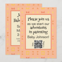 Babydusche Peach Yellow Geometric QR Code