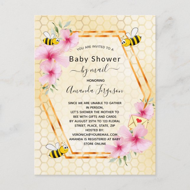 Babydusche per E-Mail Mutter, um ein gelbes Blumen Postkarte (Vorderseite)