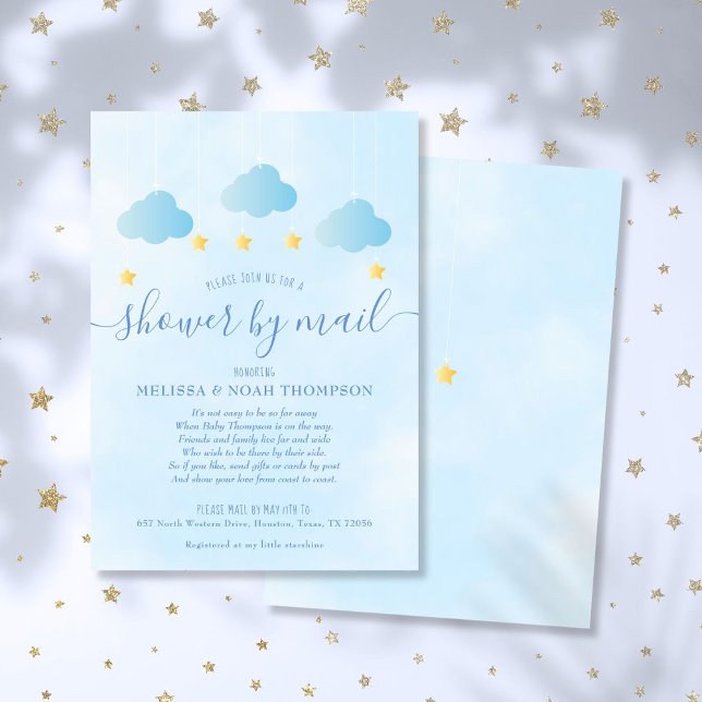 Babydusche per Mail Langer Junge blau Einladung (Baby Shower By Mail Long Distance Boy Blue Invitation)