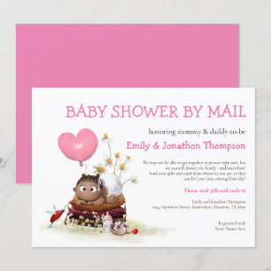 Babydusche per Mail Niedliches Baby Girl Ladybird Einladung