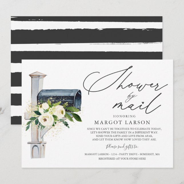 Babydusche per Post Einladung Geschlecht neutral (Vorne/Hinten)