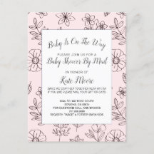 Babydusche per Post Handgezogene Blume rosa