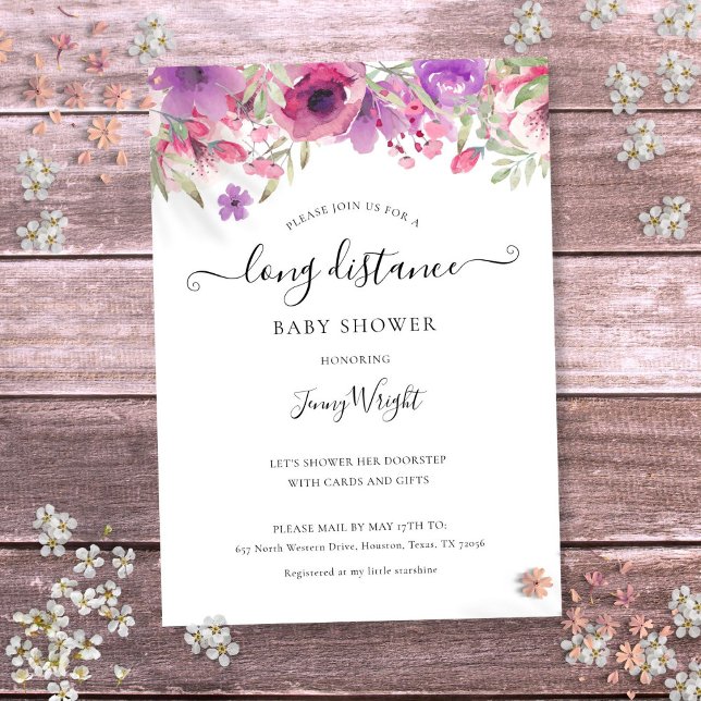 Babydusche per Post Lange Fernsprinkle Blüte Einladung (Baby Shower By Mail Long Distance Sprinkle Floral Invitation)