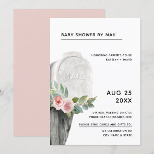 Babydusche per Post Minimal Dusty Rose Floral Einladung