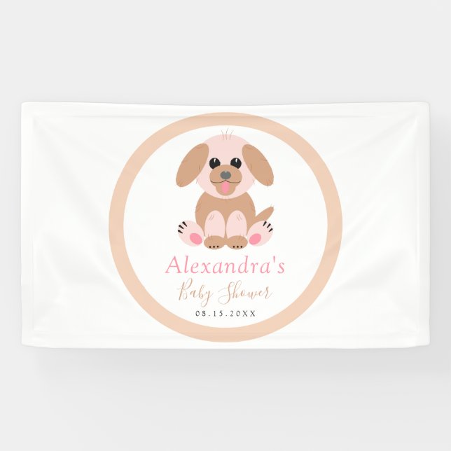 Babydusche Personalisiert neutrale Welpe Begrüßung Banner (Horizontal)