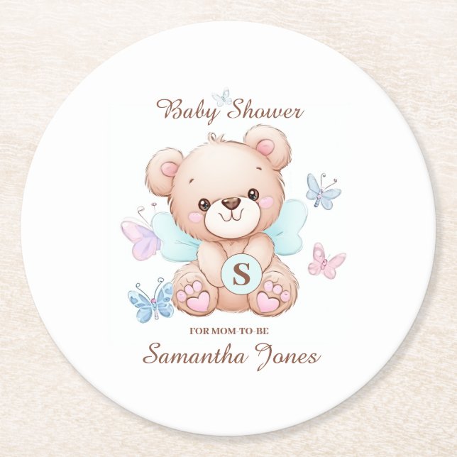 Babydusche Personalisiert Paper Untersetzer (Vorderseite)