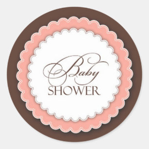 Babydusche Pink Brown Runder Aufkleber