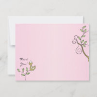 Babydusche Pink Danke Karte, "Goldene Vögel"