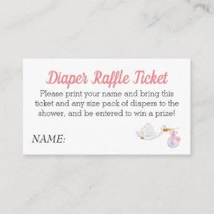 Babydusche Pink Diaper Raffle Stork Baby Girl Begleitkarte