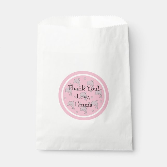 Babydusche, Pink, Dolphin in einer Blase Geschenktütchen (Vorderseite)